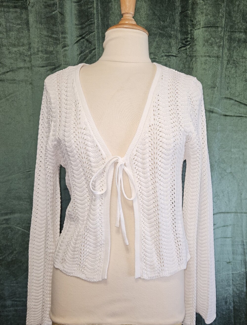 Pink Rose Crochet Tie Front Cardigan